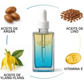 Argan Miracle - Tratamiento para cabello maltratado -Nutritivo 100% natural Con Aceite de Argán Puro, Lino e Ylang-Ylang Hidratación, Brillo y Restauración Oil of Morocco 40ML