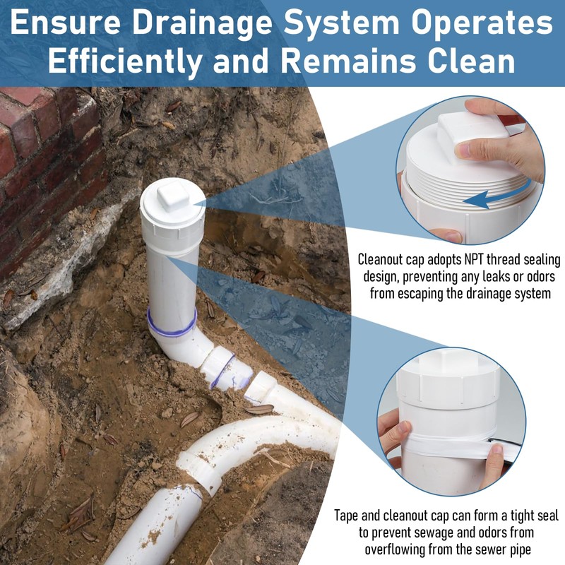 3“ PVC Sewer Cleanout Adapter with Plug - Efficient Drainage