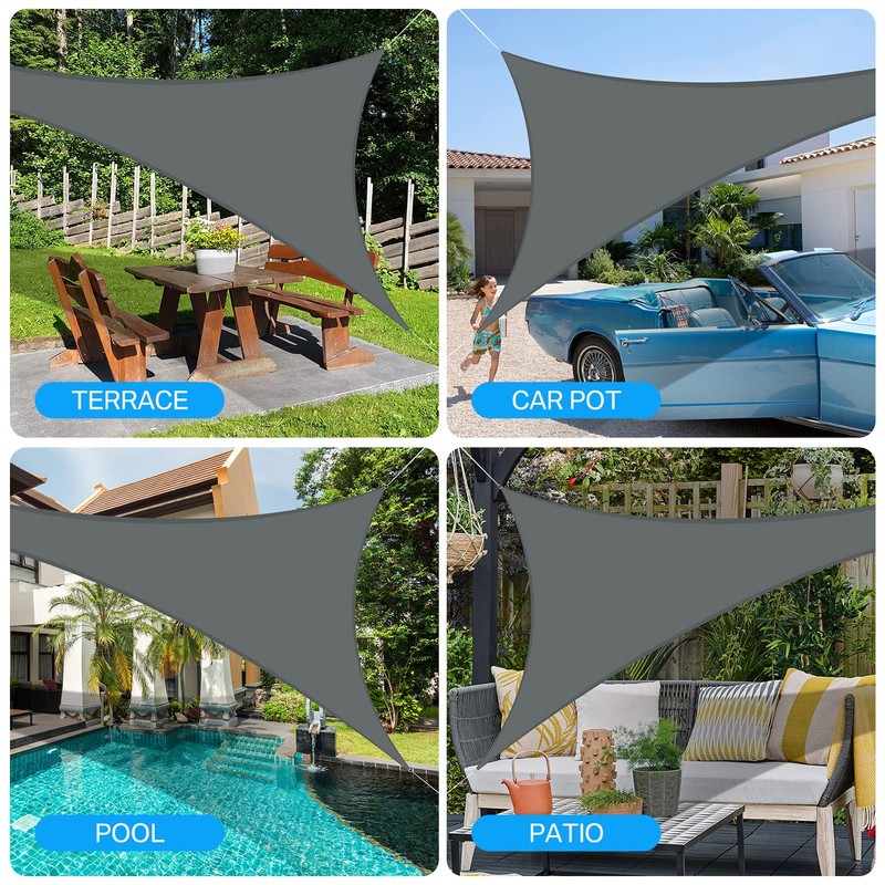 HEYOMART Triangular sun sail, 3.6 x 3.6 x 3.6 m,
