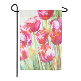 Evergreen Flag Pink Tulips Organza Garden Flag - 12.5 x 18 Inches Outdoor Decor for Homes and Gardens