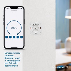 Homematic IP Smart Home Dimmaktor für Markenschalter – Phasenabschnitt, Phasenabschnittsdimmer für dimmbare Leuchtmittel sowie auch für die meisten dimmbaren LED-Lampen, 143166A0