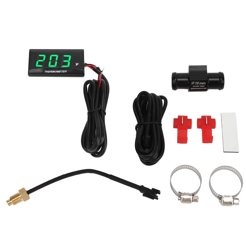 Motorcycle Digital Thermometer, DC 12V Ultra Thin Water Temperature Meter