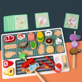 Wooden Barbecue Pretend Toy, 1 Set Simulated Barbecue Toy Set, Parent-child Interactive Educational Enlightenment Toy, Pretend Play Toy for Kids