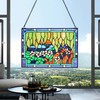 YOURANJU Stained Glass Window Hanging Handicraft Lotus Pond Rectangular Glass