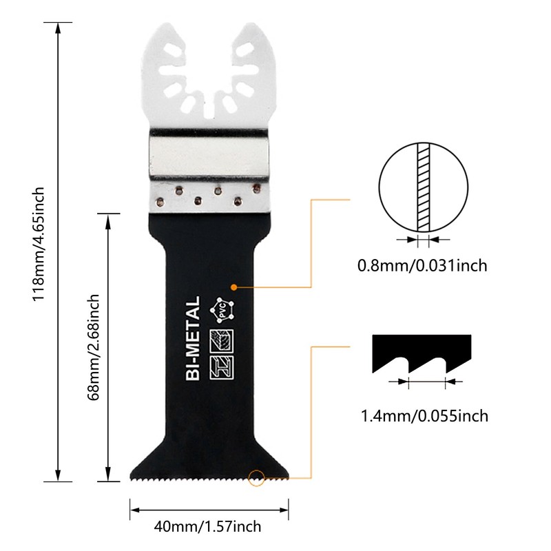 PAYA TOOLS Universal Bi-Metal 1-1/4" 90° Reach Oscillating Saw Blades,Power