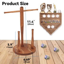 shinwinly Wooden Baseball/Softball Drip Necklace Organizer Holder，Baseball Ring Accessories And Baseball lifestyle,Wooden Softball Drip Ring Display Holder,Baseball Stuff Gift