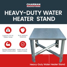CMI Inc - Heavy-Duty Water Heater Stand for 30-50 Gallon Tanks | Metal Base Carrier Riser | 21x21x18 Inch Platform | Safe & Durable Floor Storage for Hot Water, Rain Barrels, and Tankless Heaters