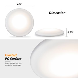 RVsmattly 8 Pack DC12V RV Interior Lights,4.5in Led Puck Light,Surface Mount RV Ceiling Dome Light for Motorhome Camper Trailer Boat,4W/3300K/360LM,No Switch