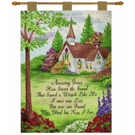 Manual Inspirational Collection 26 X 36-Inch Wall Hanging and Finial Rod, Amazing Grace Church