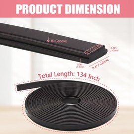 HARSKIYER 134 Inch Shower Door Magnetic Strip Replacement, 1 Roll Flexible Magnetic Door Seal, Black Long Shower Door Insert for Semi Framed Swinging Glass Doors