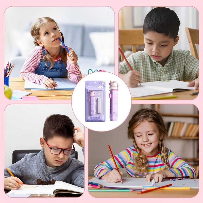 SGERUFZ 1 x retractable unicorn eraser for children, stationery for