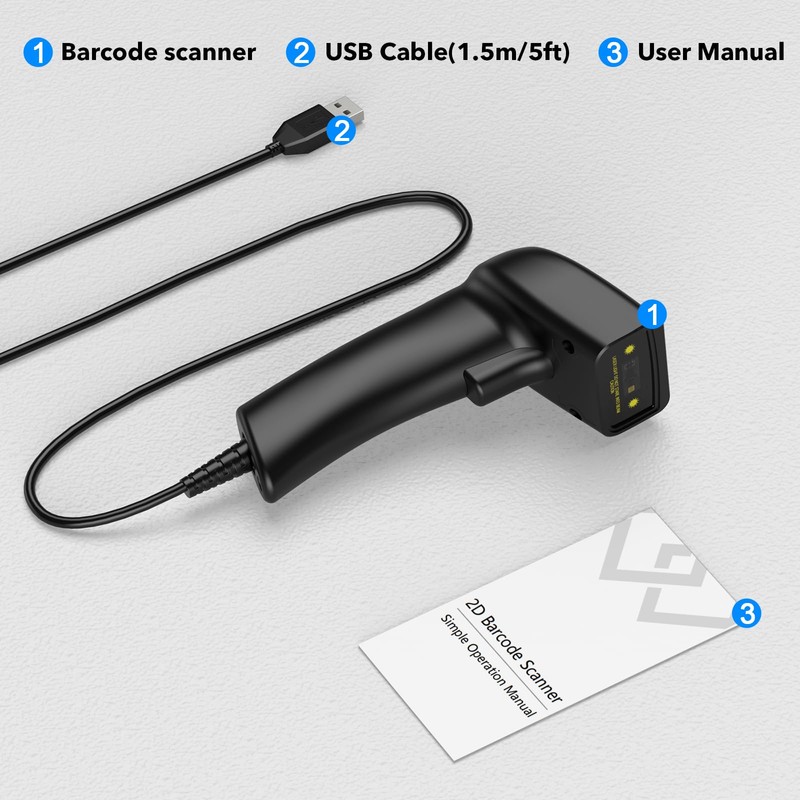 Barcode Scanner,Symcode USB 1D Laser Wired Barcode Reader