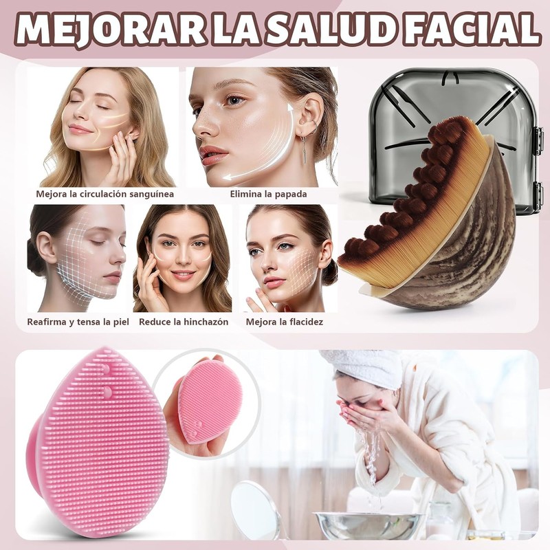 Kit de Cepillos Faciales para Drenaje Linfático y Cepillos de