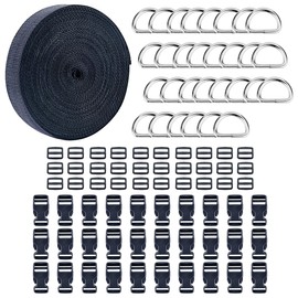 HUAZIZ Pack of 30 Buckles for 15 mm Webbing, Adjustable Side Release Plastic Buckles, 30 Pieces Metal D Ring Buckle 15 mm for Paracord Bracelets Dog Collar Backpacks Black, black