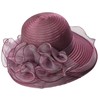 Women Organza Sun-Hats Wide-Brim Church-Hats for Tea Party Bridal Wedding