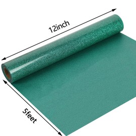 guangyintong Heat Transfer Vinyl Glitter Green HTV Rolls, 12" x 5ft Green Iron on Vinyl for T Shirts, Glitter Green HTV Vinyl for All Cutter Machine Easy to Cut & Weed for Heat Vinyl DIY Design