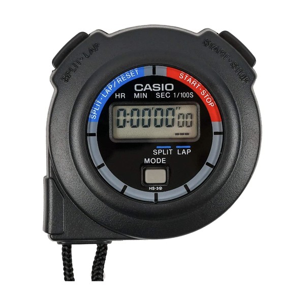 Casio Stopwatch HS - 3C - 8AJH Black 1/100 Second Measurement 10 Hour Meter, Battery Life About 3 Years HS - 3C - 8AJH