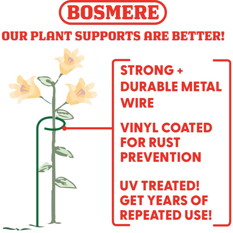 Bosmere E553 48-Inch Plant Stem Support with 6-Inch Hoop, 3-Pack
