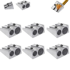 4Pcs Silver 2-Hole Pencil Sharpener Survival,Mini Hand Held Pencil Sharpener for Pencils Eye Liner,Metal Pencil Sharpener Magnesium for Schools,Offices,Art Projects Writing and Correction Supplies