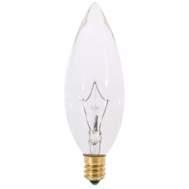 Satco A3682 130V Candelabra Base 25-Watt B9.5 Light Bulb, Clear - Box of 25