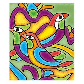 ceoberry Color Your Art: Create Your Own Stained Glass Masterpieces with The Realistic Glass Painting Kit! (Bird) (Flower)