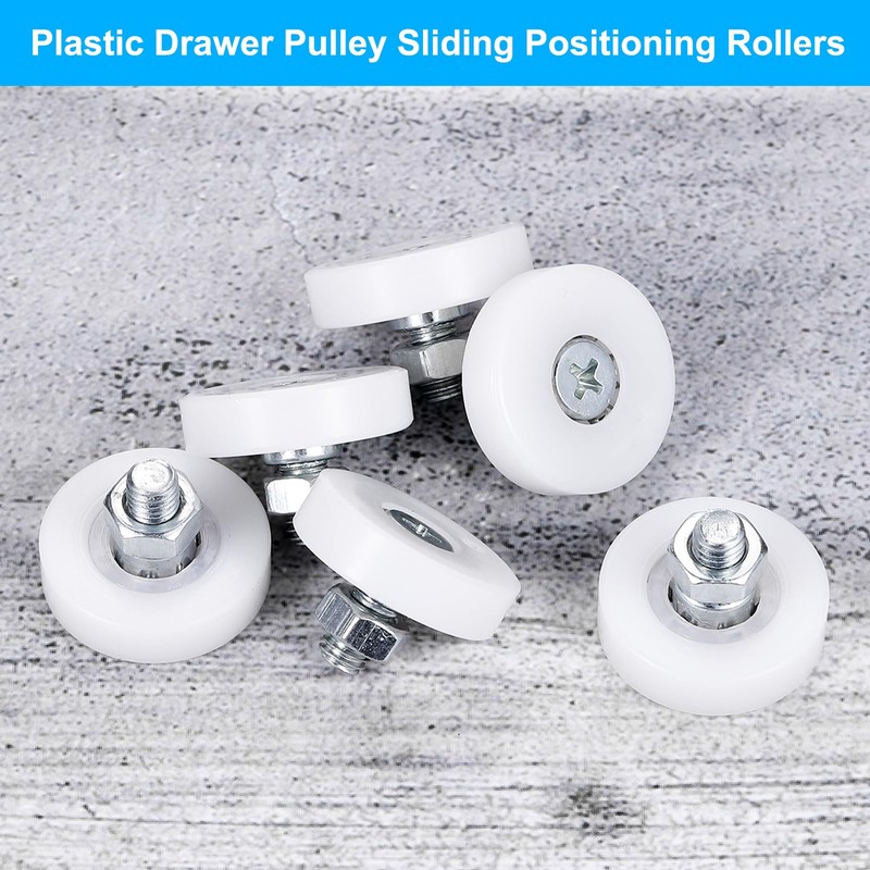 uxcell 6 Pack Drawer Rollers, 26mm Plastic Drawer Pulley Sliding