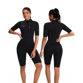 XUKER Mens Shorty Wetsuit Women, 3mm Diving Suit Front Zip Wetsuit Thermal Suit