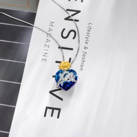 LEECCI Mother's Day Gift 925 Sterling Silver Koala Necklace Sunflower Crystal Pendant Cute Koala Gifts for Women