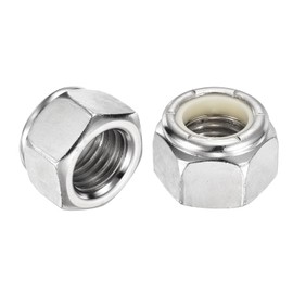 sourcing map 5Pcs 1"-8 Nylon Insert Hex Lock Nuts, 304 Stainless Steel Hex Stop Nut Self-Locking Nylon Insert Stop Nut for Industrial Construction Fasteners, Silver&White