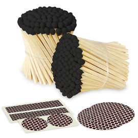 2" Bold Black Tip Safety Matches | 200+ Bulk Artisan Matchsticks with Bumble Striker Stickers by Thankful Greetings| Decorative Candle Lighting Accessories | Unique for Home Decor, Gifts, & Events