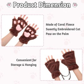 ACEmedia 4 pairs of cute cat claw gloves, fingerless gloves, bare gloves, half-fingered gloves, winter plush gloves
