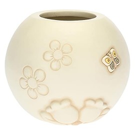 THUN - Decorative vase with butterfly and flowers - Elegance line - Living, home furnished - Ceramic - 14,8 x 14,8 x 12,6 cm; Upper mouth: 9 cm