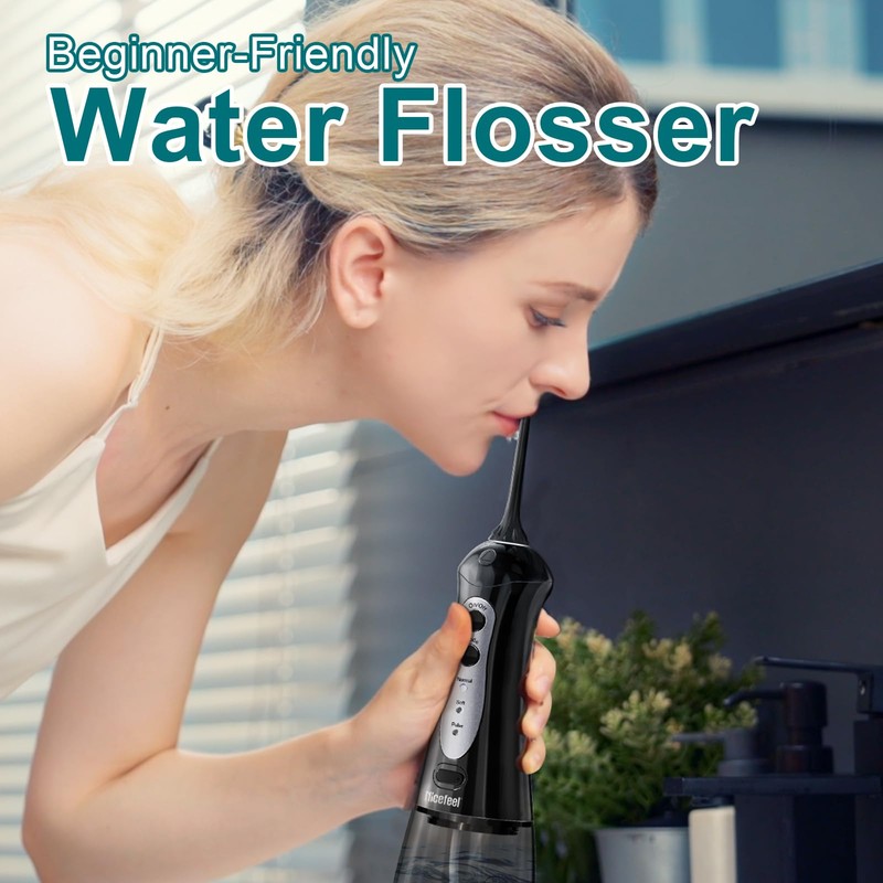 Nicefeel Cordless Water Dental Flosser – 300ML BPA-Free Portable Oral