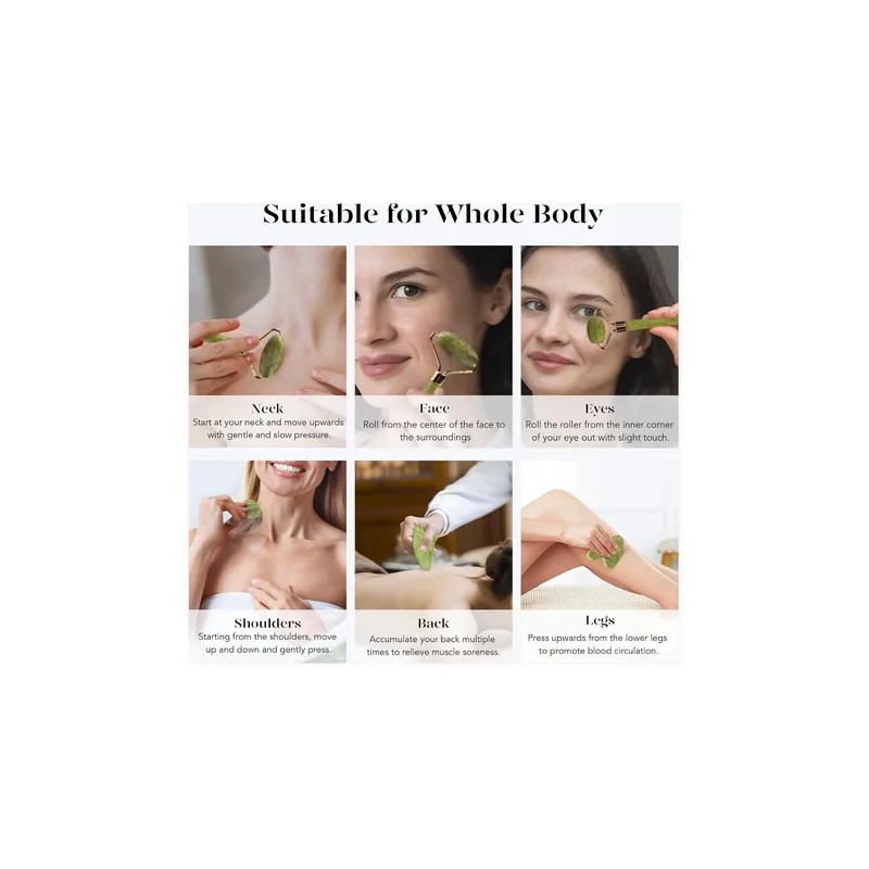 Baimei - Juego De Rodillo Facial Y Gua Sha De