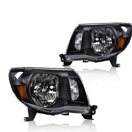 LQI Headlights Assembly Compatible with Toyota Tacoma 2005-2011 Bumper Headlamp Clear lens Chrome Housing Amber Reflector Pair