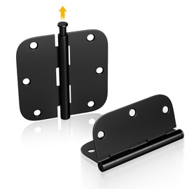 goldenwarm 3 Pack Matte Black Door Hinges 3 Inch x 3 Inch, Black Interior Door Hardware Iron Hinges, Rounded 5/8 inch Radius Corners Hinge Hardware