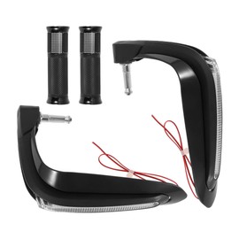 Partuto 7/8" 22mm 15/16" 24mm Motorcycle Hand Grips Cover Kit Aluminum Alloy Rubber Handlebar End Grips Black 1 Set