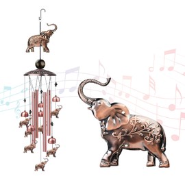 ZEFOXETO Butterfly Wind Chimes for Outside, Metal Memorial Wind Chimes with S Hook for Home Patio Porch Garden or Backyard Outdoor Decor-Ideal Gift for Women (Elephant)