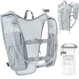 Zavothy Hydration Running Vest – Gray Lightweight Water Backpack with 1.5L Bladder Pocket, Anti-Theft Zipper & Phone Holders