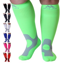 Medical Compression Socks for Women and Men 20-30mmHg Wide Calf - Plus Size Knee High Support Stockings for Edema, Swelling, Bariatric Surgery Recovery - Green, Small - A601R