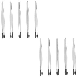 Minkissy 2sets Craft Tweezers Rubber Tips Jewelry Tweezers Set Metal for Coin Collecting 5pcs*2