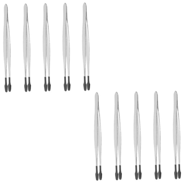 Minkissy 2sets Craft Tweezers Rubber Tips Jewelry Tweezers Set Metal