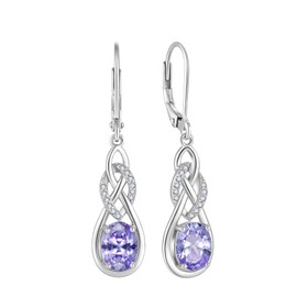 Blaniy Oval Cut Alexandrite Drop Dangle Earrings 925 Sterling Silver Infinity Leverback Earrings June Birthstone Jewelry Gifts for Women