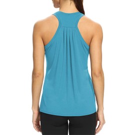 Bestisun Workout Tops Yoga Running Exercise Tennis Shirts Active Sports Gym Clothes Lake Blue L