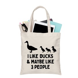 PLITI Duck Tote Bag - I Like Ducks & Maybe 3 People - Unisex Adults - Medium - I Like Ducks Tgu