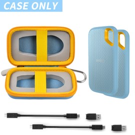 Boobowl Case for 2 SSD Hard Drives for SanDisk Extreme Portable SSD 1TB/2TB/250GB/500GB, Case Also for USB 3.2 Gen 2 - SDSSDE61/SDSSDE60-G25 -(Not Suitable for Sandisk Extreme Pro) Sky Blue