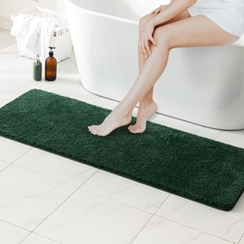 MIULEE Dark Green Bathroom Runner Rug 24x60 Inches, Long Bath Mat for Bathroom Floor Bathtub Showers, Machine Washable Absorbent Microfiber Carpet with TPR Anti-Slip Back