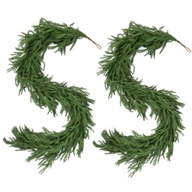 GIAUMA 2 PCS 6FT Norfolk Pine Garland Realistic - 72" Thick Deluxe Faux Christmas Greenery Garland Artificial Green Winter Pine Garlands for Mantle Staircase Table Indoor Outdoor Holiday Decoration