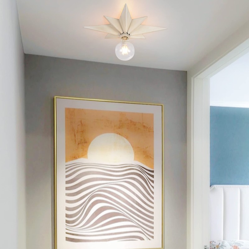 Airposta 16 inch Flush Mount Ceiling Light, Modern Farmhouse White