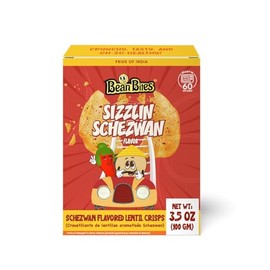 Bean Bites | Sizzlin Schezwan Lentil Crisp 3.53 oz (100 g) | Round Crunchy Crisps | Heat in Oven (up to 60 secs), Plant Based Protein, Vegan Crisps, Healthy Poppadom Snack By Pride of India